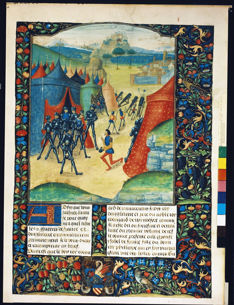 Fr 87 Fol.1 Edward IV:s läger, från Ancient Chronicles of England, av Jean Batard de Wavrin, ca 1470-80 av French School