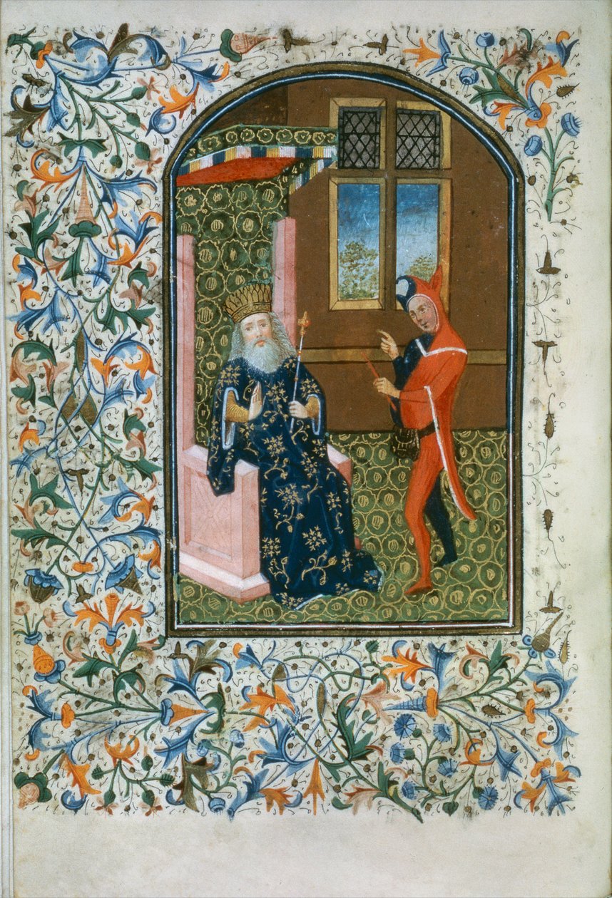 Ms Gen 288 f.156v King and Jester, c.1460 av French School