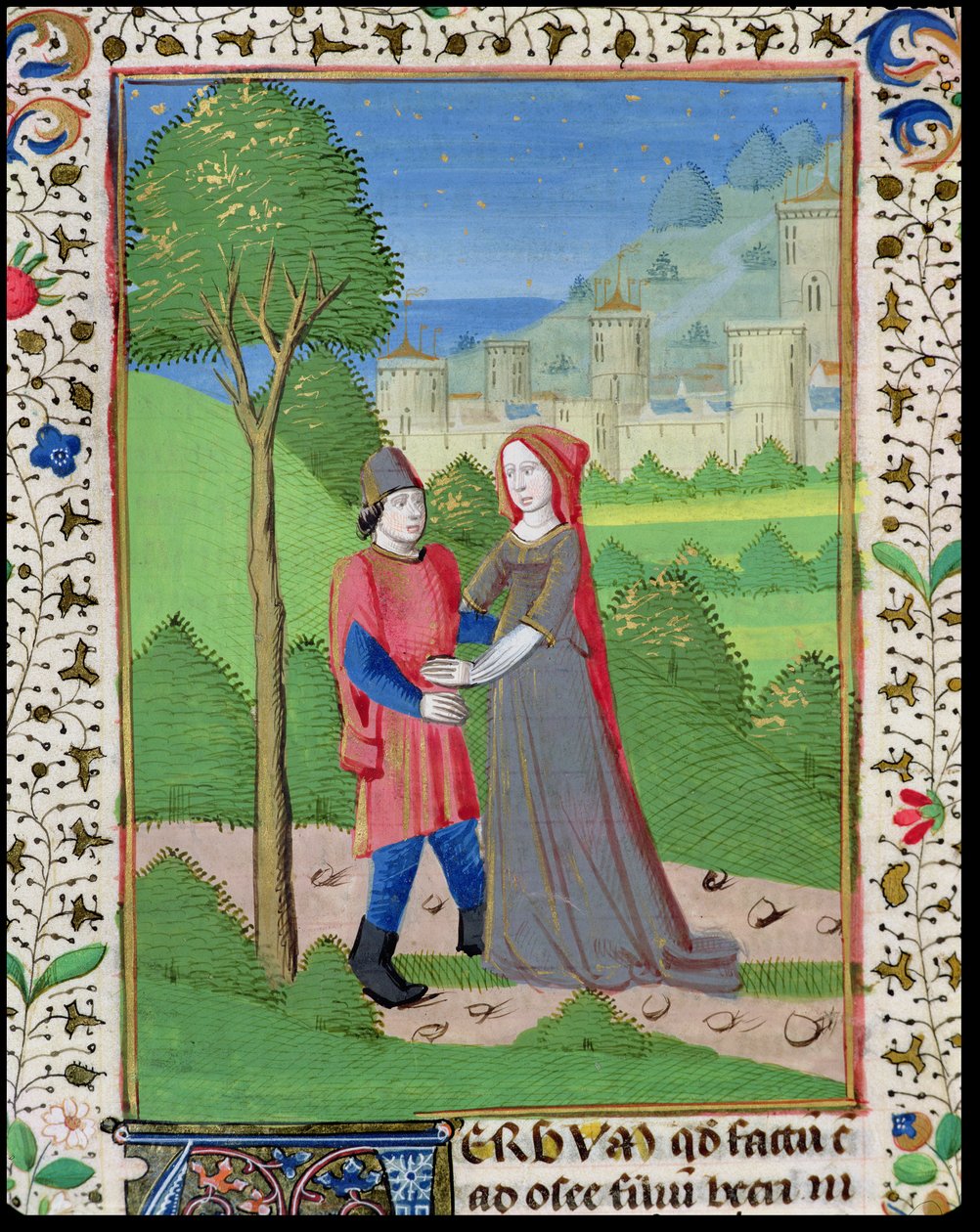 Ms. H7 fol.103v Hosea och den prostituerade, från Bibeln av Jean XXII av French School