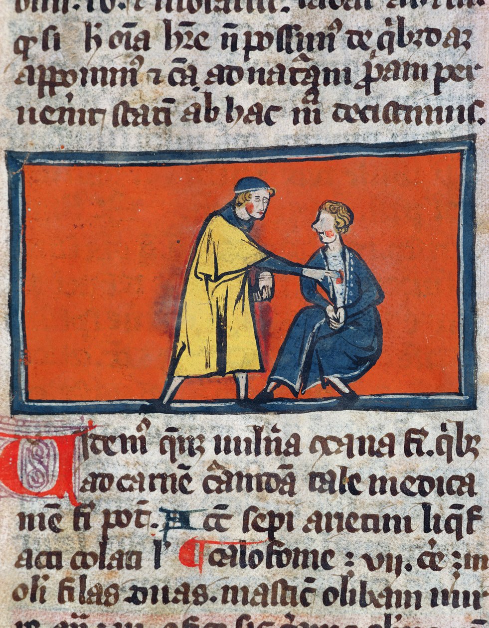Ms H 89 En läkare som lägger salva på patientens sår, från en upplaga av Book of Surgery av Rogier de Salerne av French School