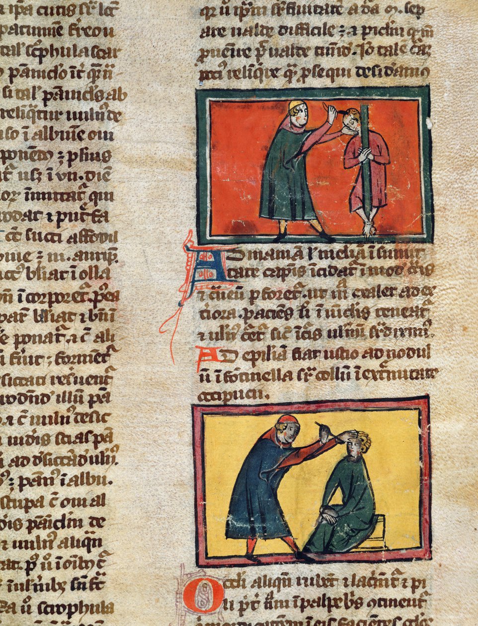 Ms H 89 fol.3 Läkare som behandlar sjuka, från en upplaga av Book of Surgery av Rogier de Salerne av French School