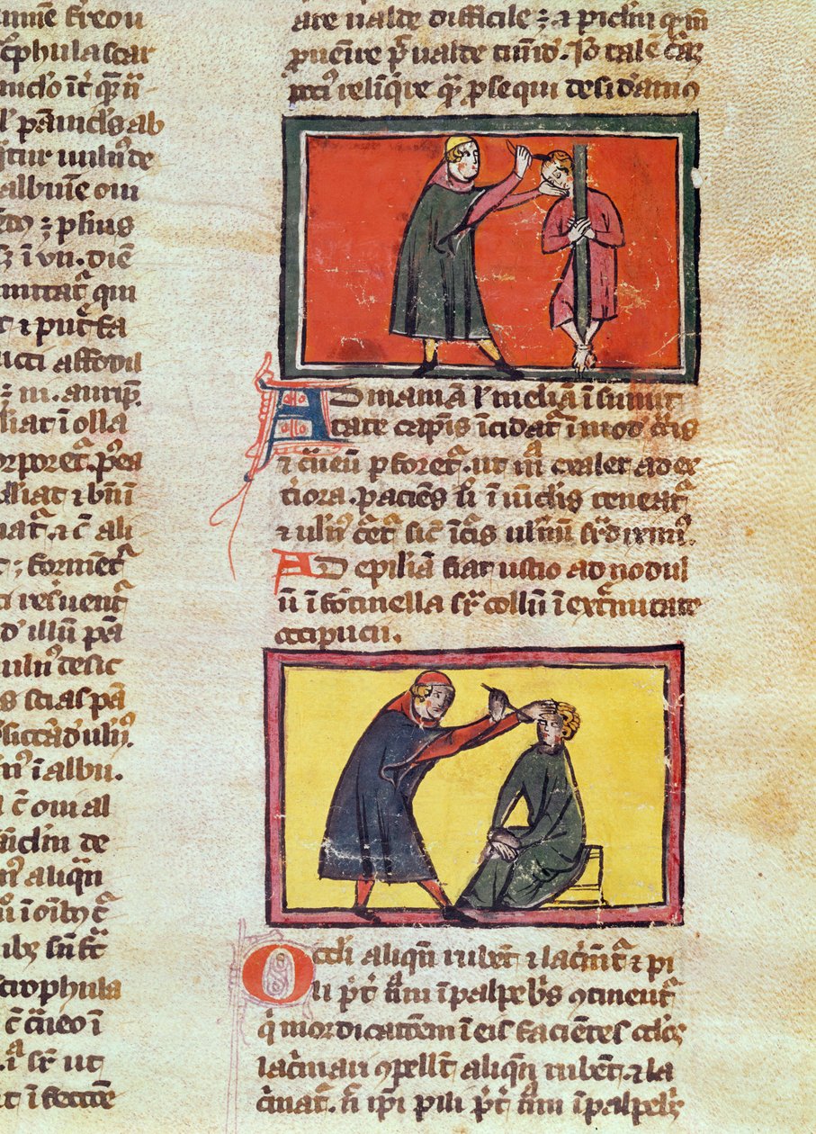 Ms H 89 fol.6 Kirurgi, från en utgåva av Rogier de Salernes "Book of Surgery". av French School