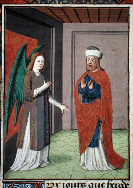 Ms Hunter 368 f.17v Angel, c.1460 (vellum) av French School
