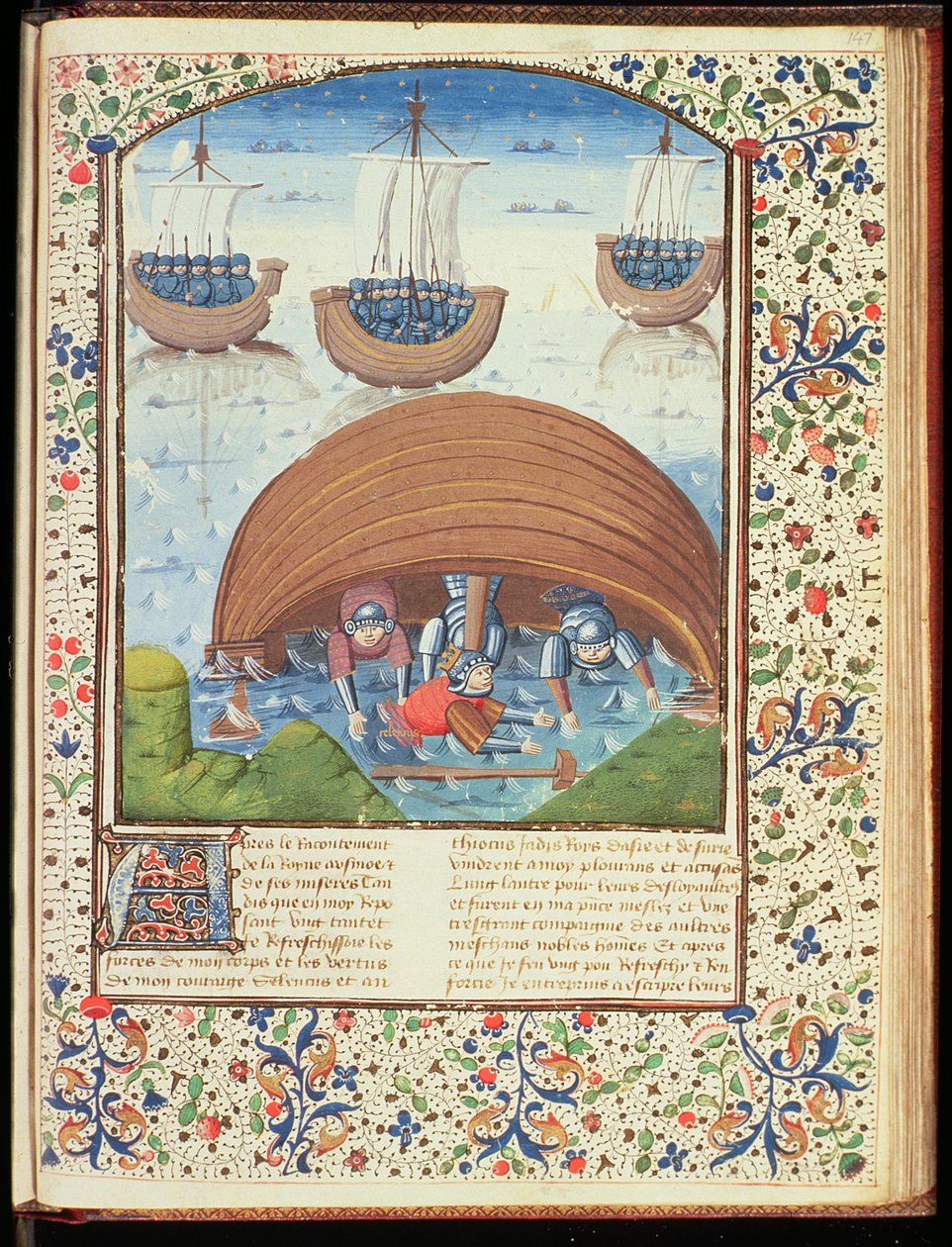 Ms Hunter 371 f.147r Fate of Seleucus, from The Fall of Princes, av Giovanni Boccaccio (1313-75) 1467 av French School