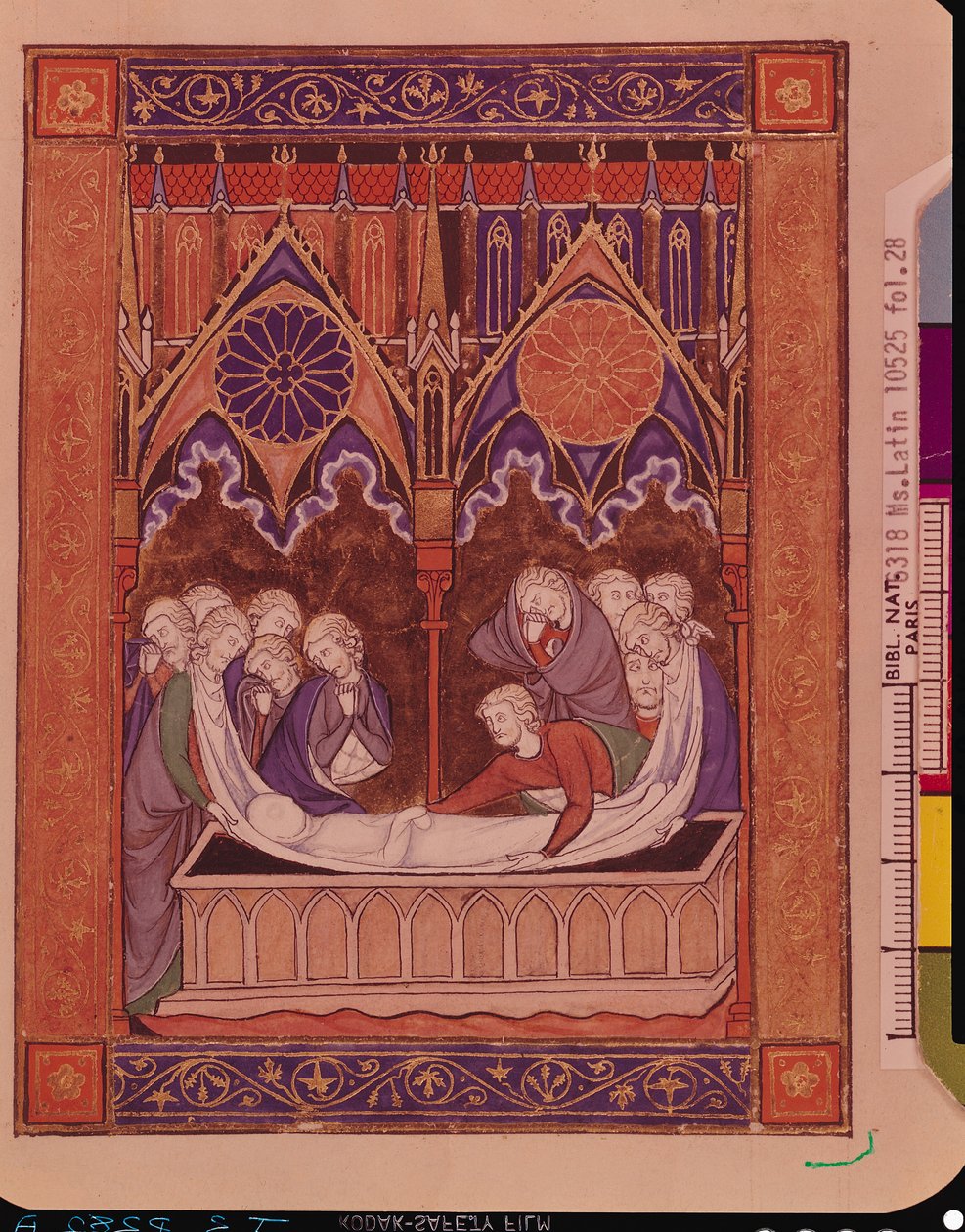 Ms Lat 10525 Fol.28 Jakobs begravning i Kanaan, från St Louis Psalter, c.1258-70 av French School
