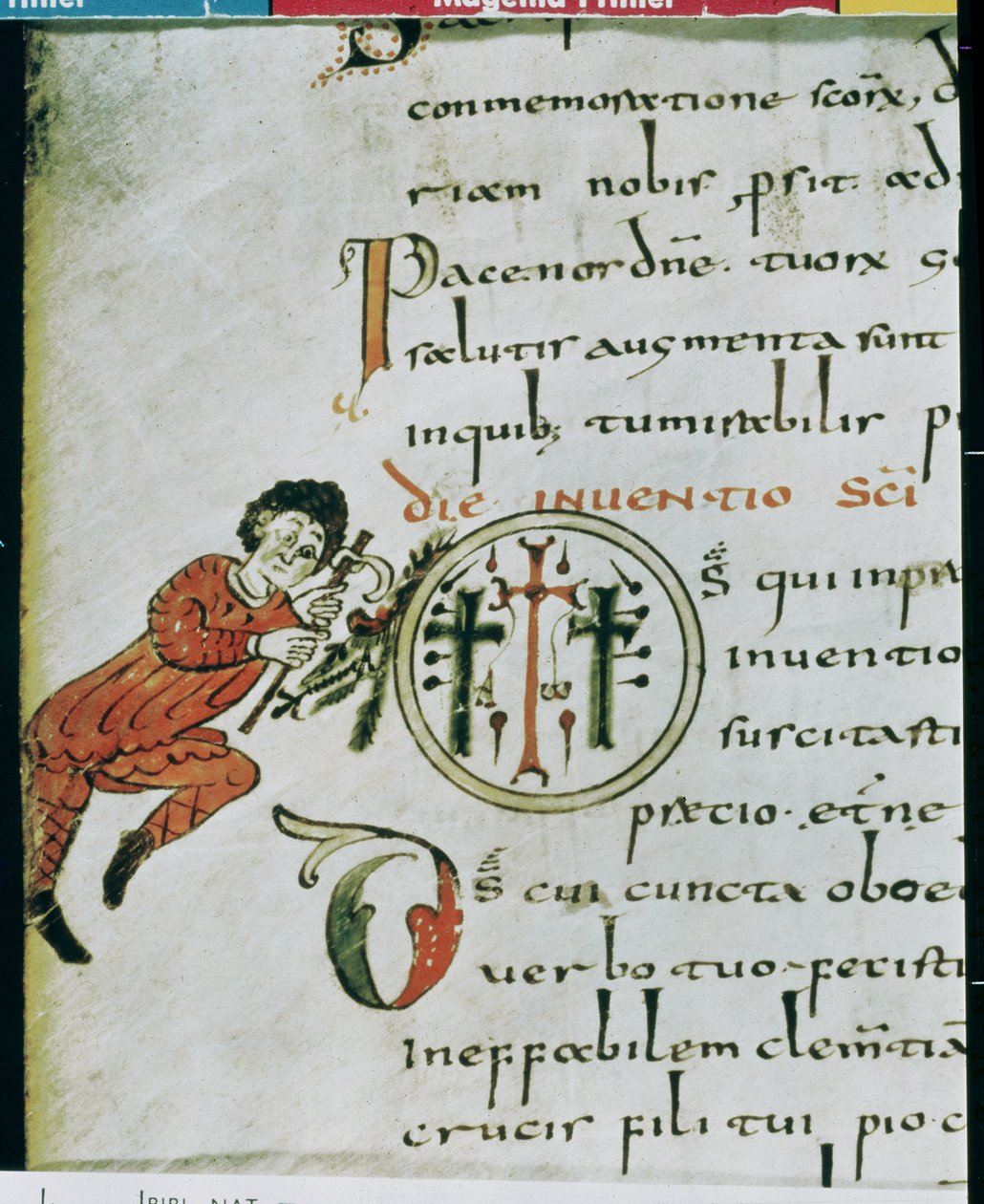 Ms Lat 1248 fol.76v Historikerad initial O, från Sacramentary of Gellone av French School