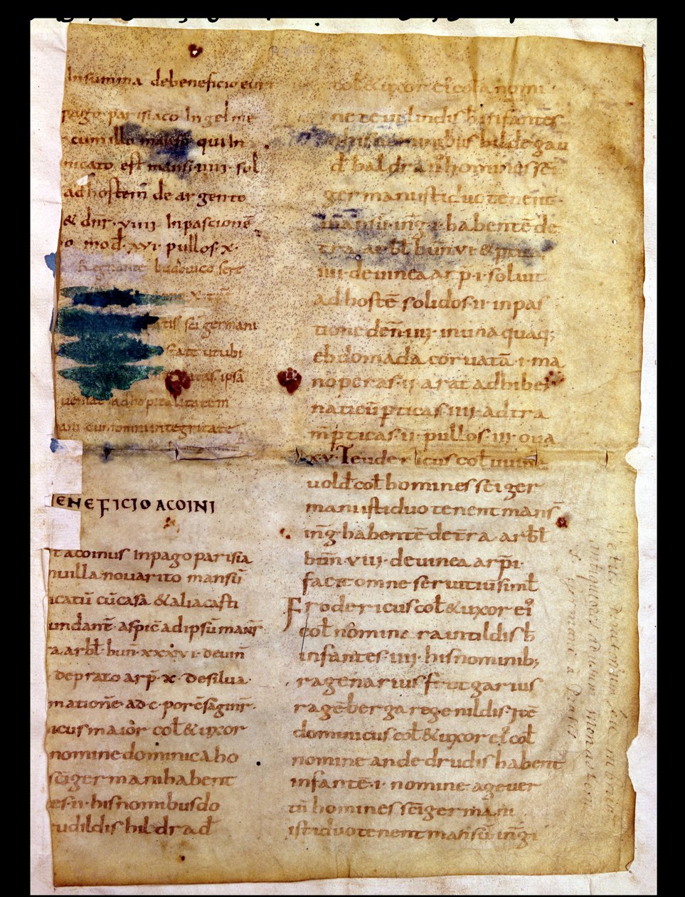 Ms Lat 12832 Fol.A Inventering av karolingiskt egendomsägande, från polyptyken av abboten Irminon av Saint-Germain-des-Pres av French School