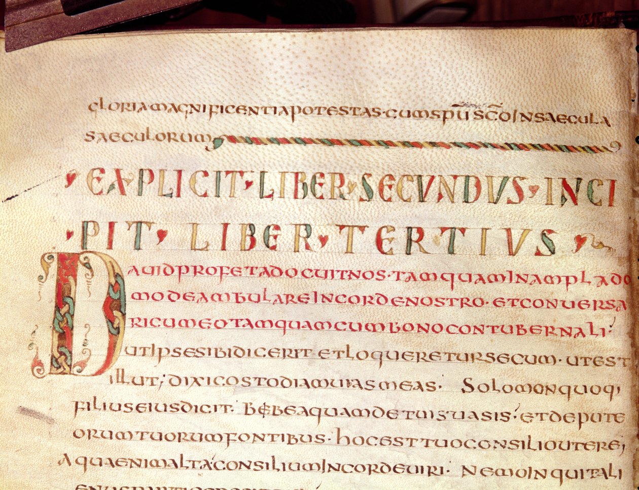 Ms Lat 1732 Fol.67v Historikerad initial D, från ett verk av Saint Ambroise (340-396) av French School