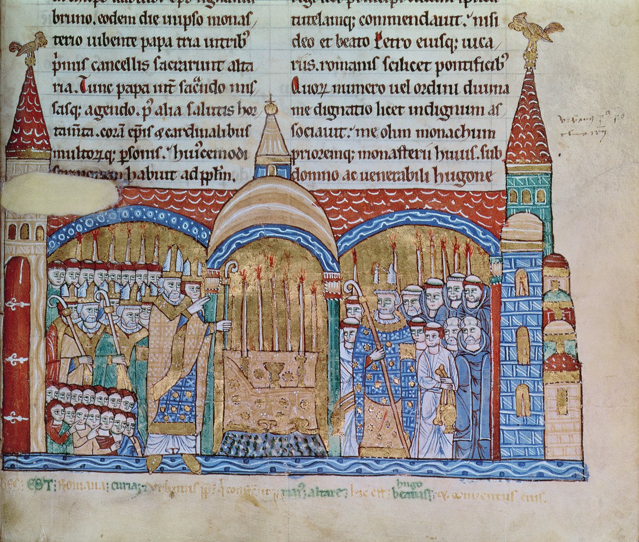 Ms Lat 17716 fol.91 Kyrkans invigning i Cluny av påven Urban II (1042-99) i november 1095 av French School