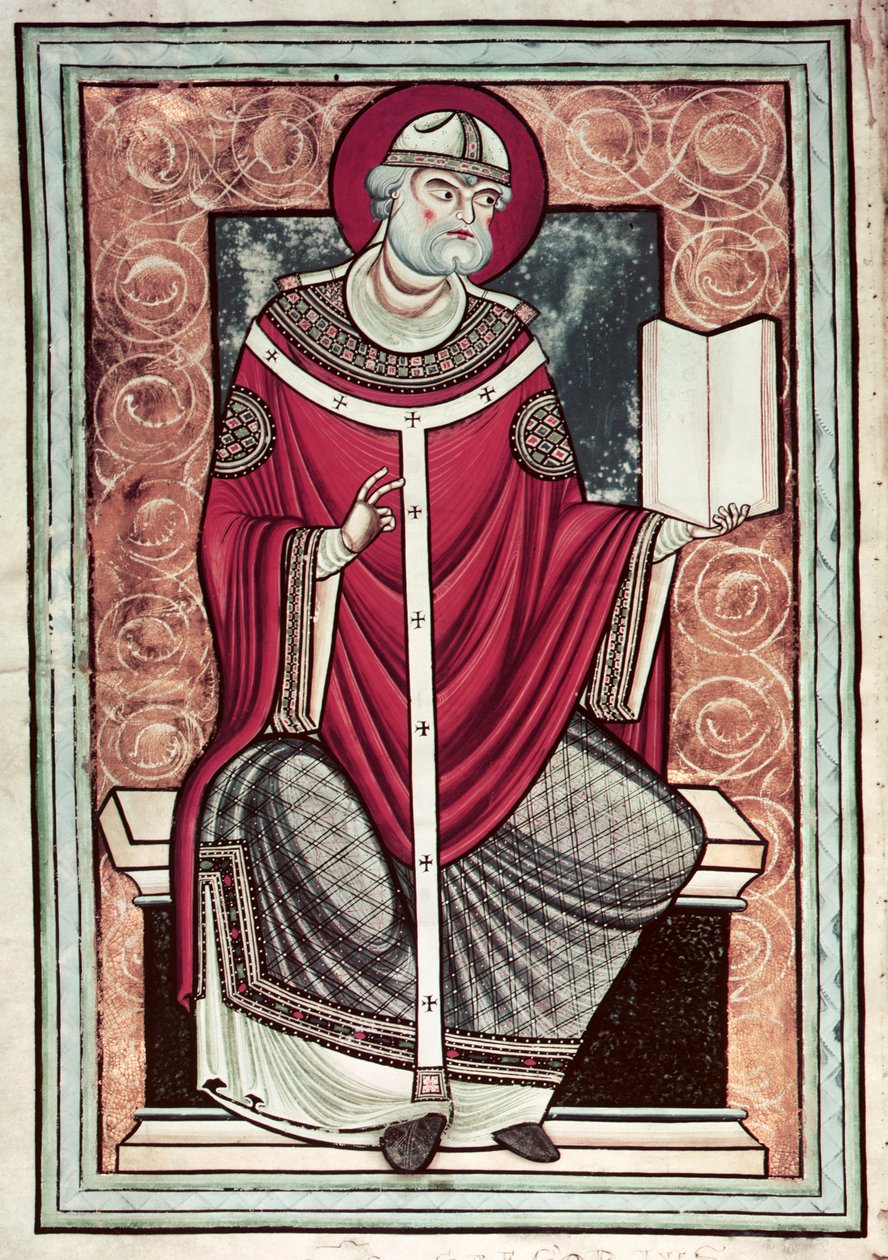 Ms Lat 2287 f.1v St. Gregory (c.540-604) från Brev från Saint Gregory av French School
