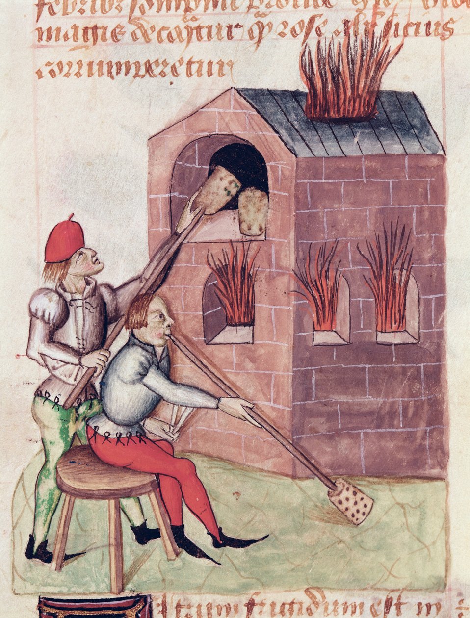Ms Lat 993 L.9.28 f.138r Glasblåsare, från Tractatus de Herbis av Dioscorides av French School