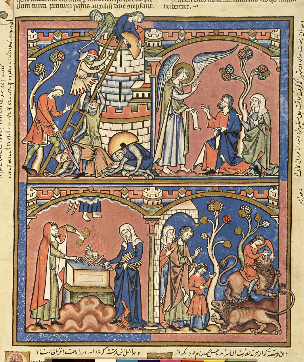 Ms M 638 fol.14r Abimelech och Simson, från Morgan Picture Bible, c.1244-54 av French School