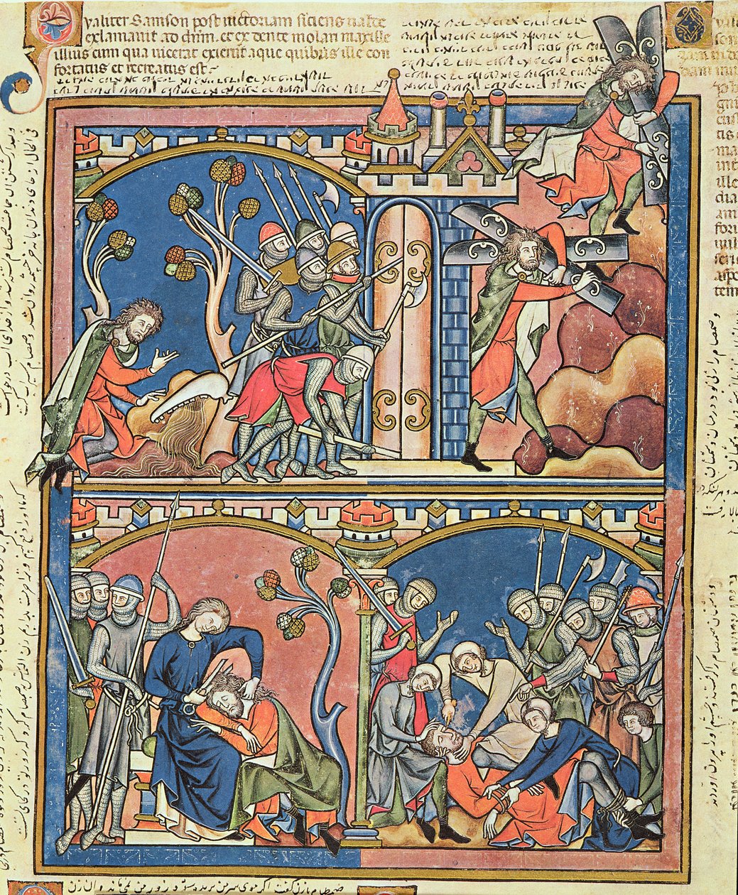 Ms M 638 fol.15r Samson och Delilah, från Morgan Picture Bible, c.1244-54 av French School