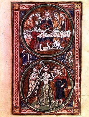Ms n/a Lat 1392 Fol.3 Bröllopsfesten i Kana och Kristi dop, detalj från 