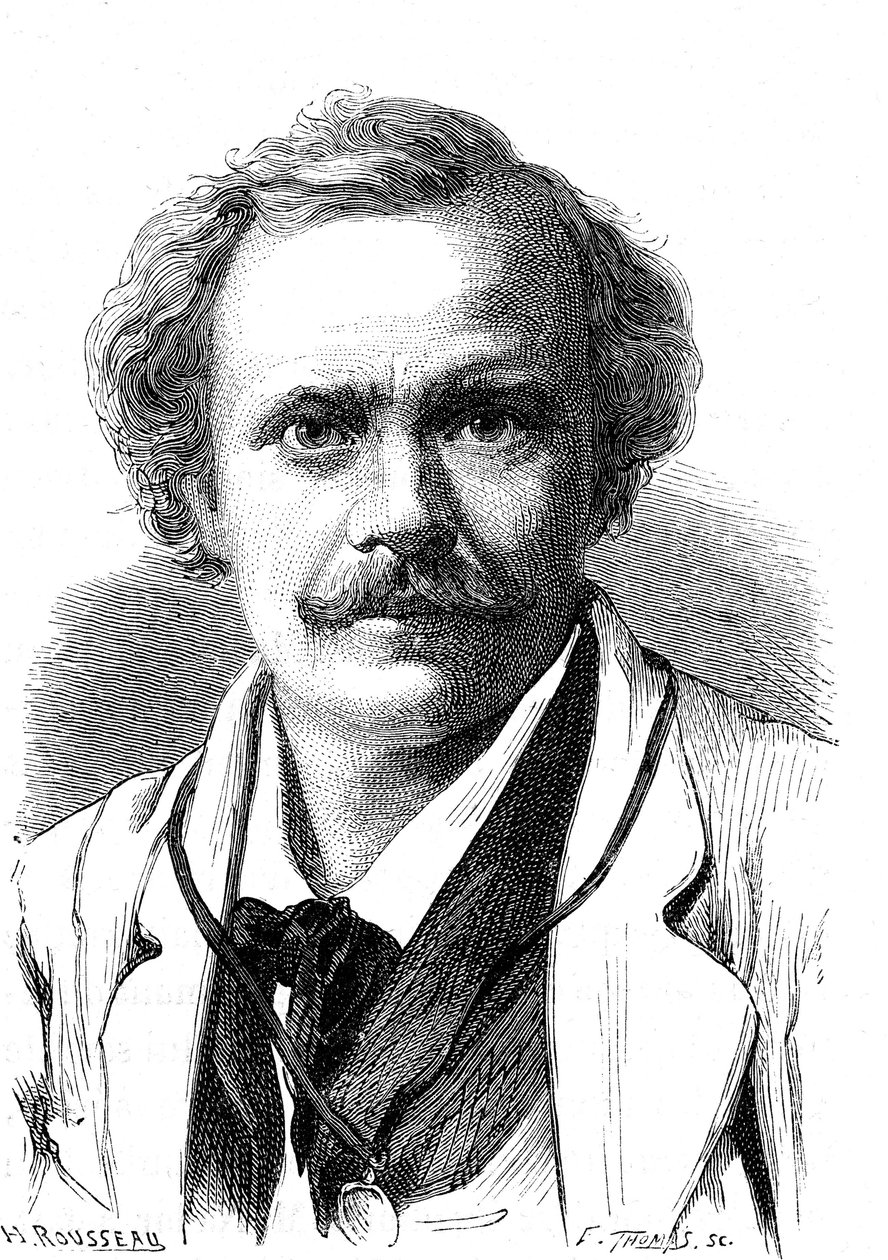 NADAR (Gaspard Felix TOURNACHON) (1820-1910), fransk författare, serietecknare, flygfart och fotograf. Gravyr 1867 av French School