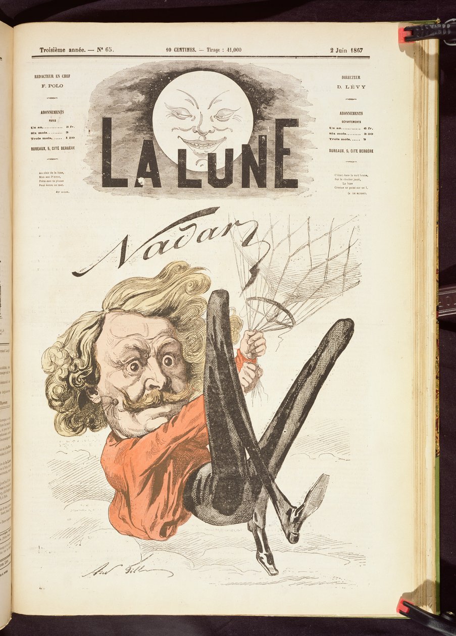 Nadar (1820-1910) titelsida för La Lune, publicerad juni 1867 av French School