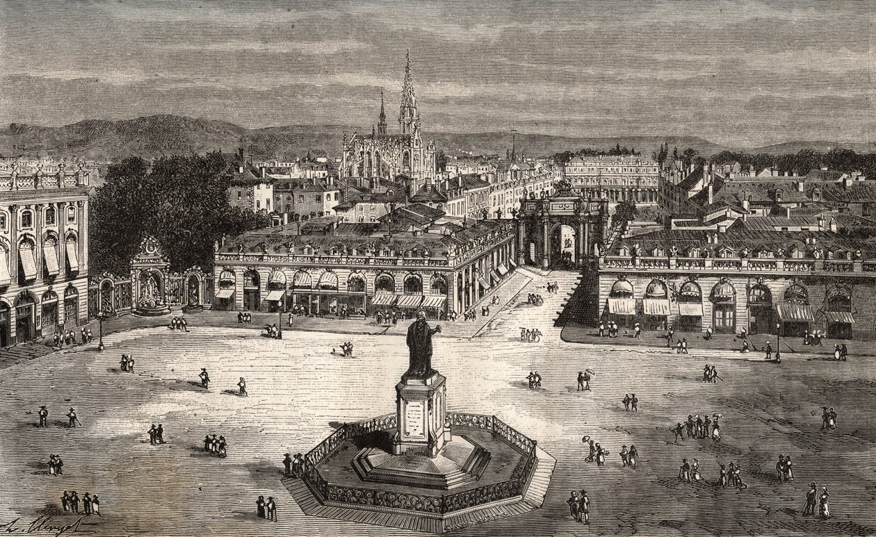 Nancy - Meurthe-et-Moselle - gravyr i "La France illustrée: geografi, historia, statistisk administration" av V.A. Malt-Brown. 1884 av French School
