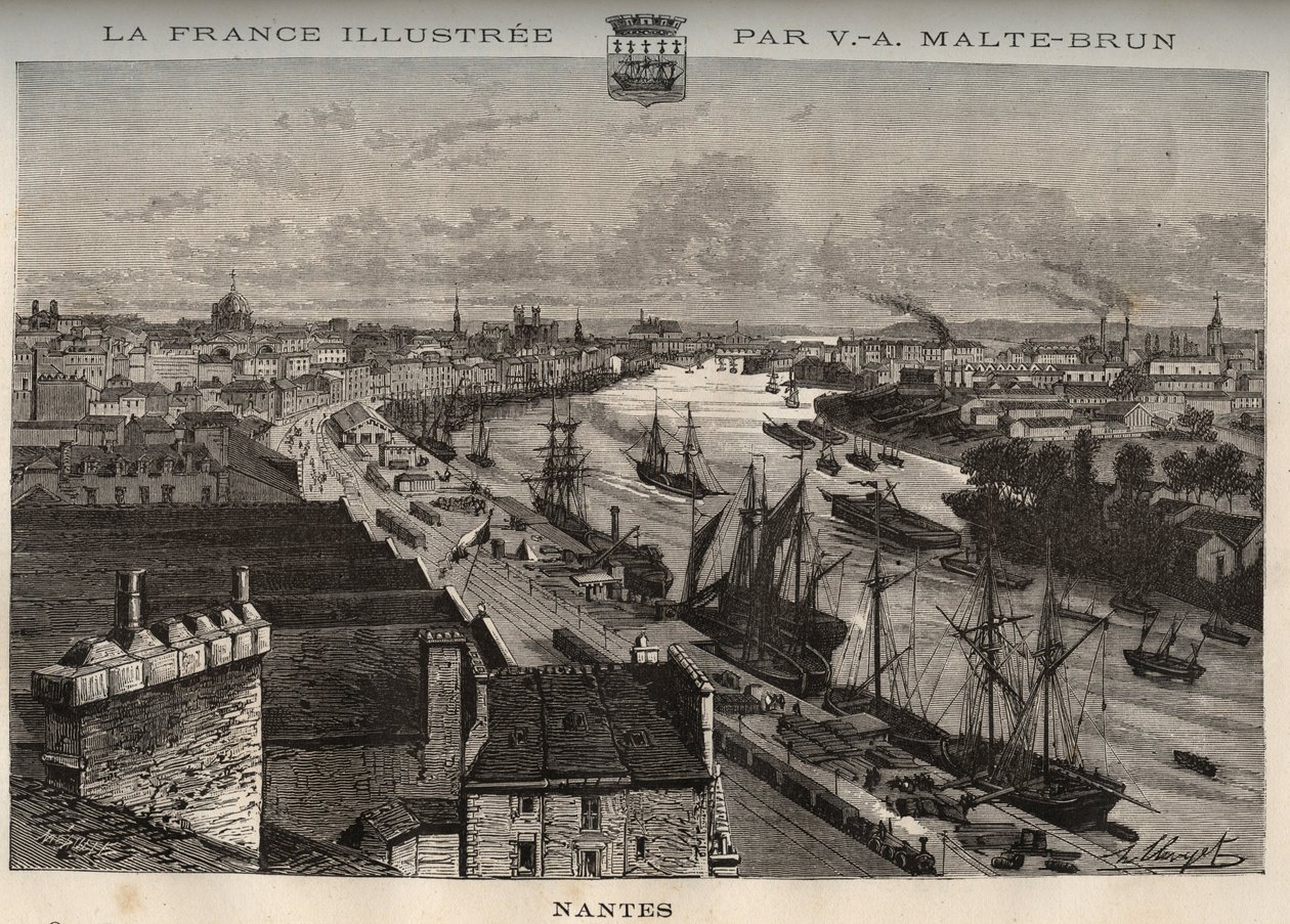 Nantes - Loire-Atlantique - gravyr i "La France illustrée: geografi, historia, statistisk administration" av V.A. Malt-Brown. 1884 av French School