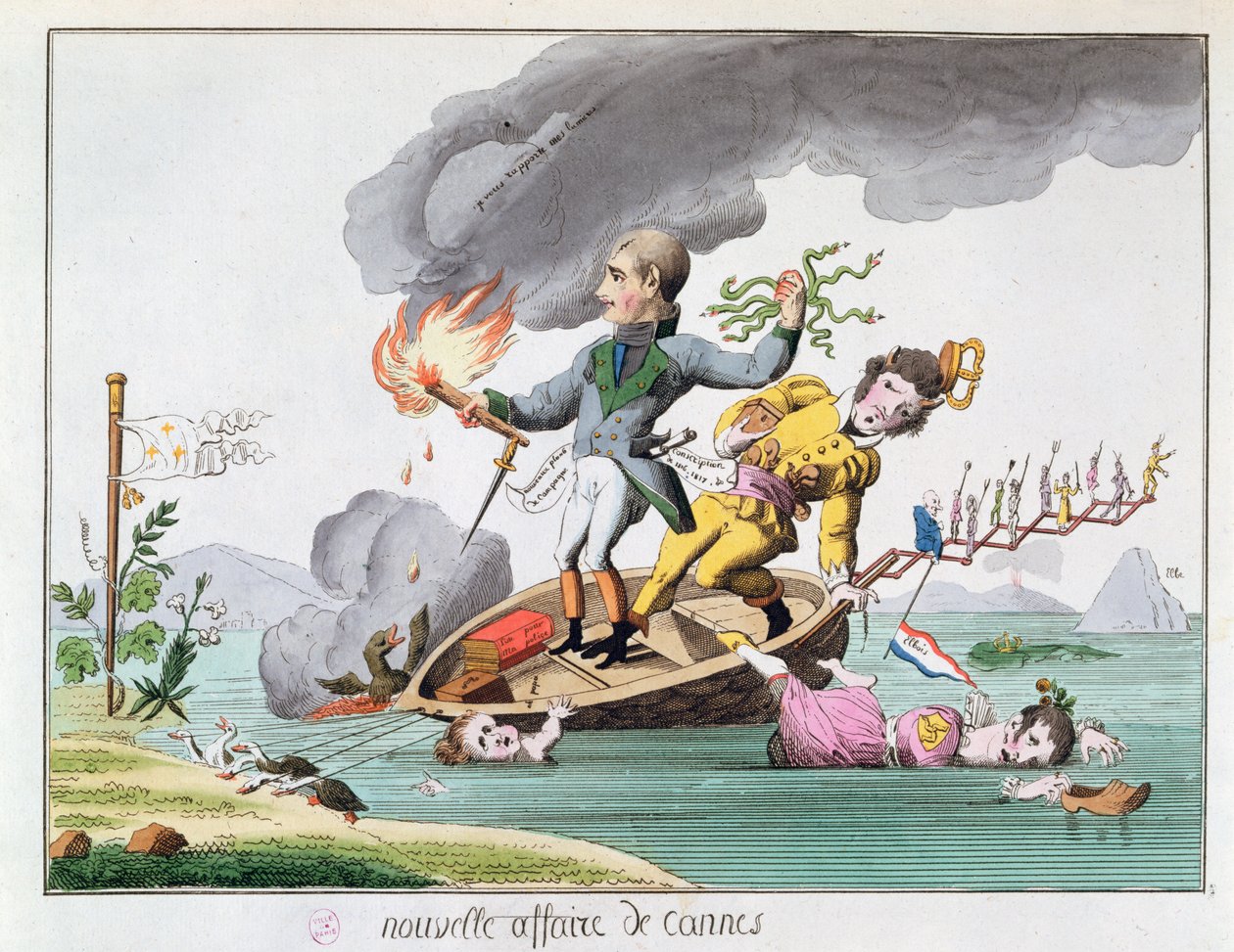 Napoleon Bonaparte (1769-1821) går i land nära Cannes när han återvände från Elba 1815 av French School