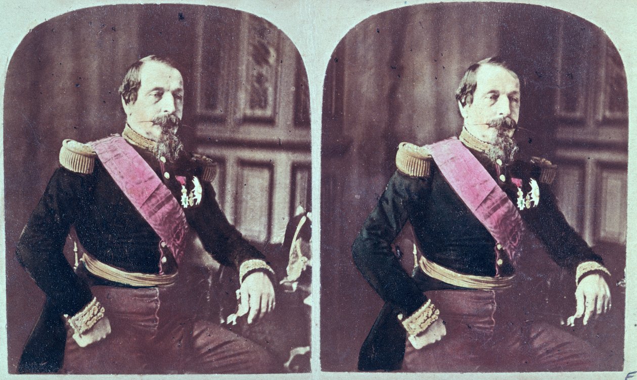 Napoleon III (1808-73), ca 1860, färgat stereoskopiskt fotografi taget mellan 1860 och 1870 av French School