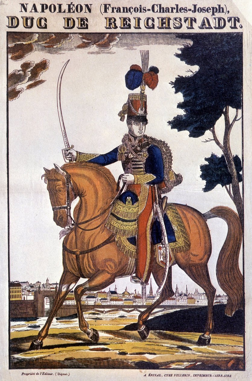 Napoleon II, son till kejsar Napoleon I (1769-1821), till häst - bild från Epinal av French School
