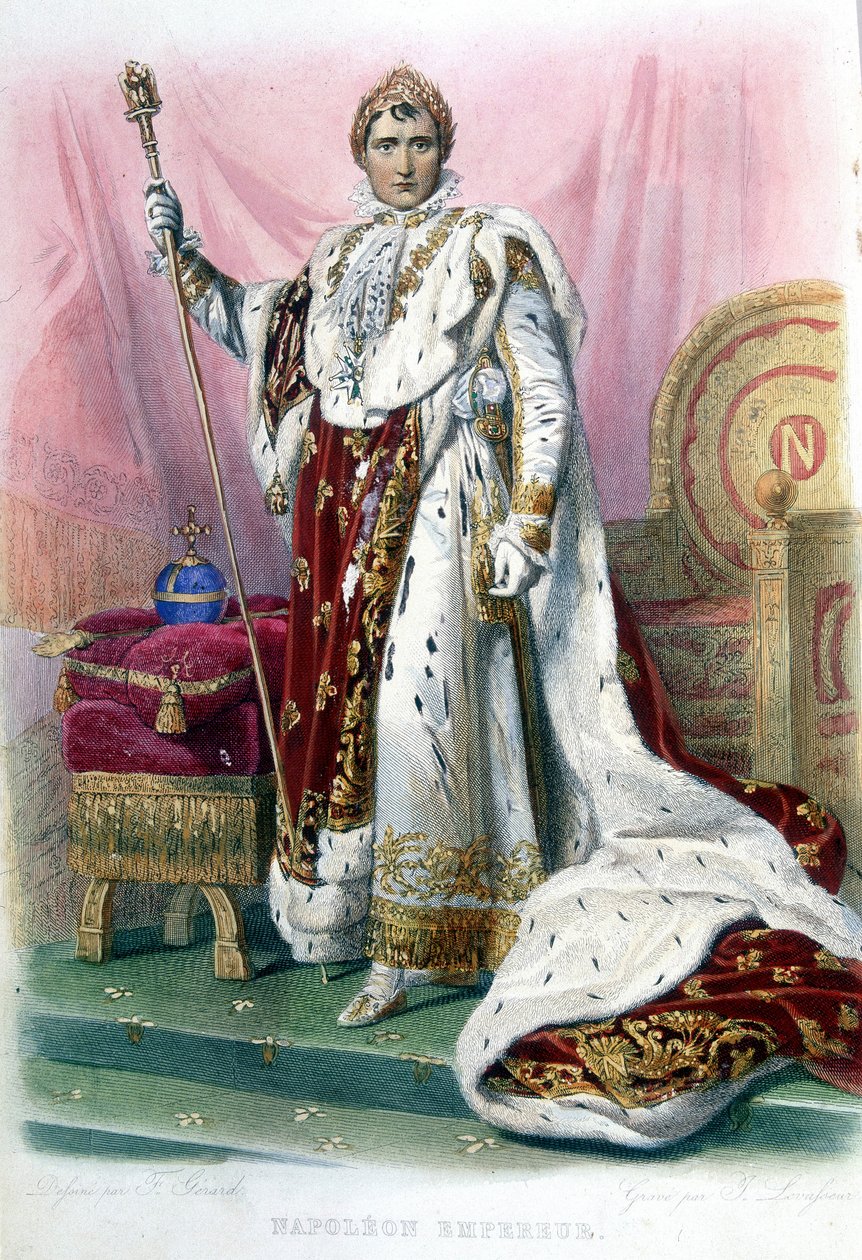 Napoleon I i kostym av Sacre - i "" French Plutarch""" av French School