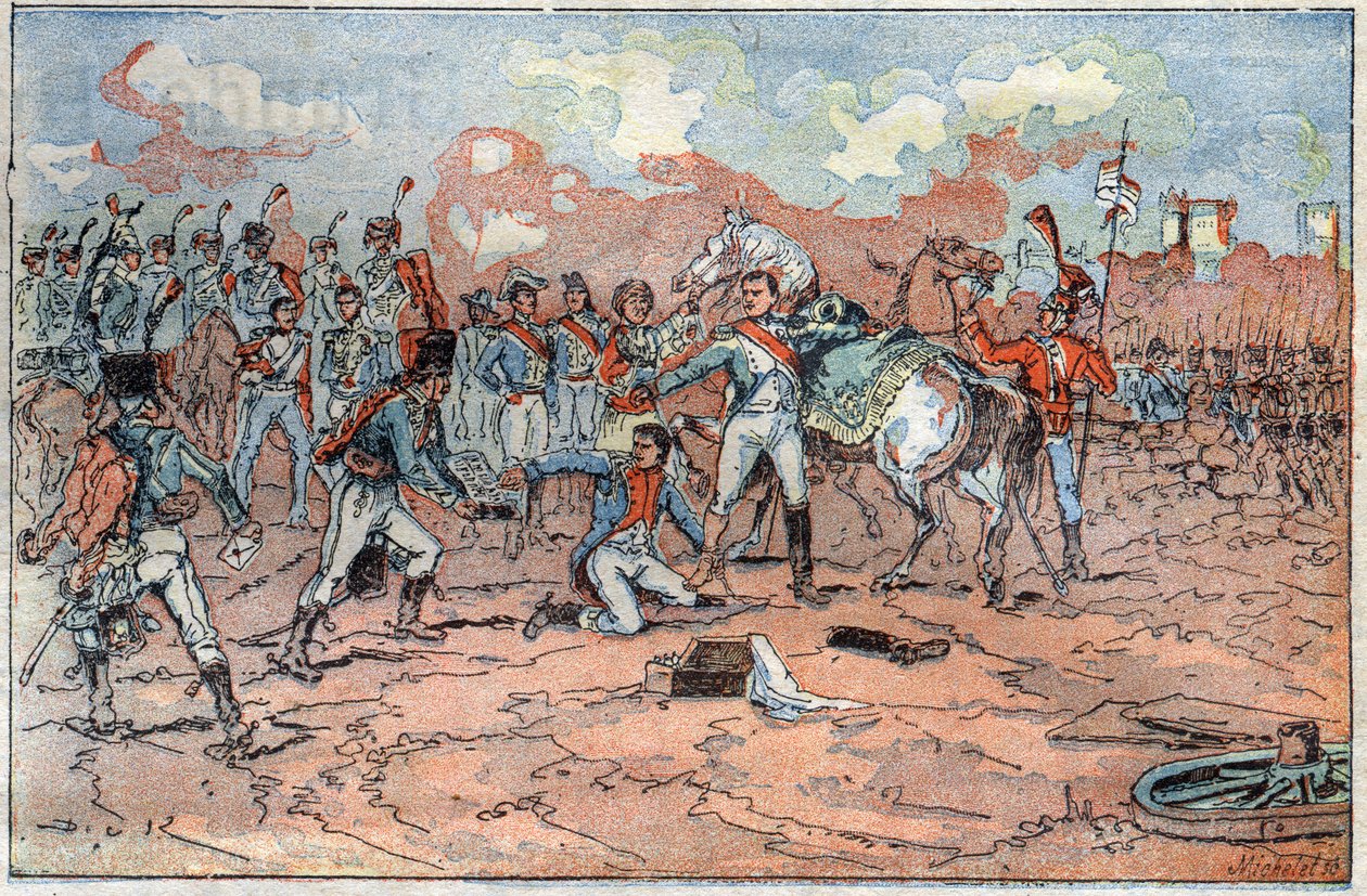 Napoleon I, sårar framför Regensburg av French School