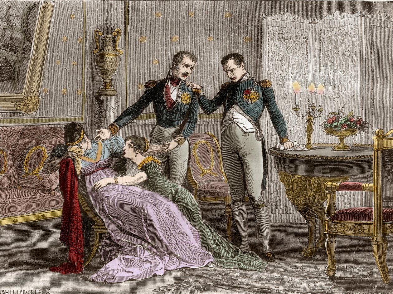 Napoleon tillkännager för Josephine den planerade dagen för att underteckna skilsmässopapperen av French School