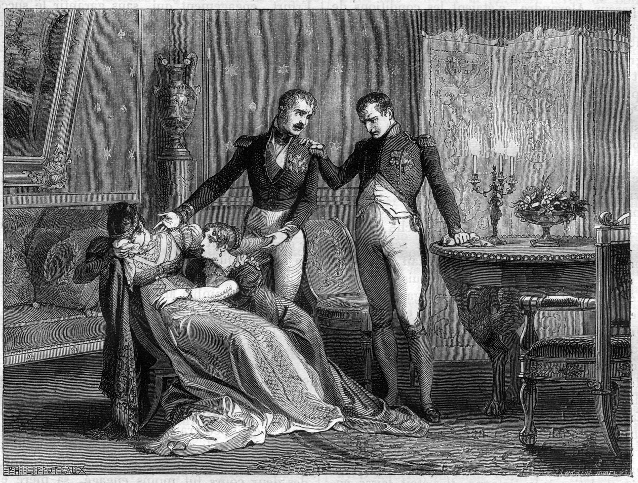 Napoleon tillkännager för Josephine den planerade dagen för att underteckna skilsmässopapperen av French School