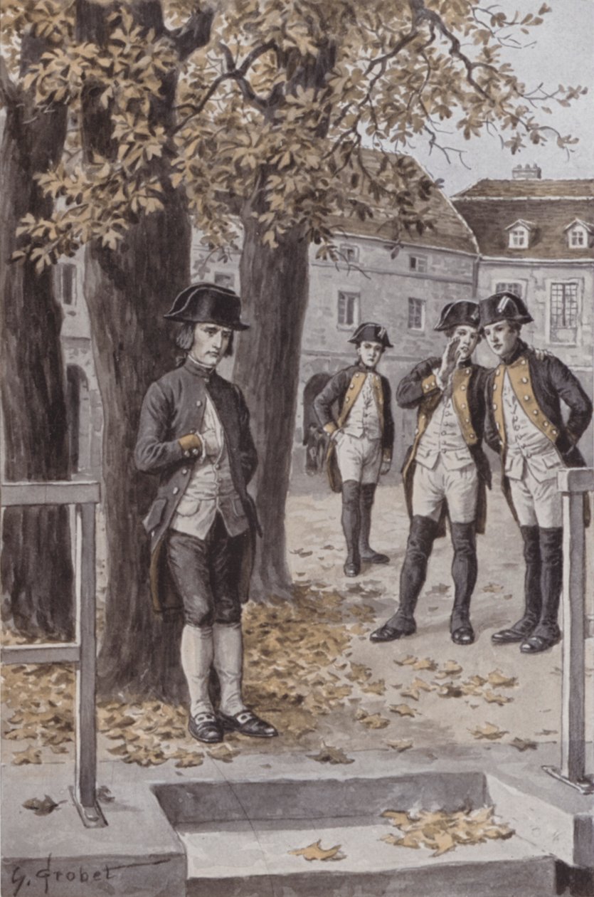 Napoleon vid Ecole Militaire, Brienne (litografi) av French School