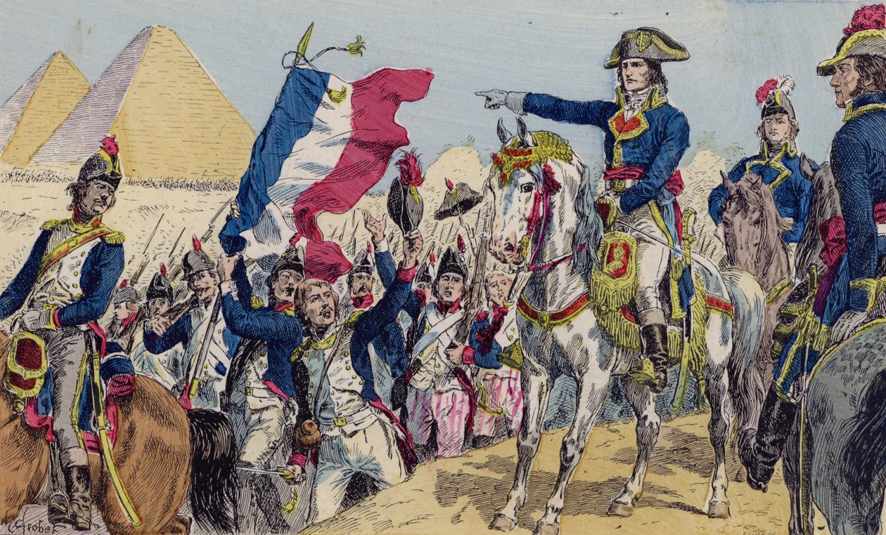 Napoleon vid slaget vid pyramiderna, Egypten av French School