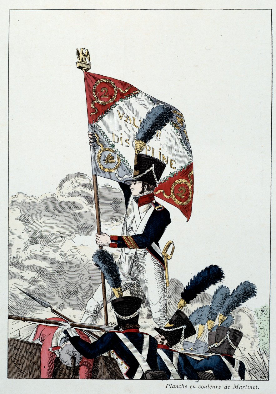 Napoleon Armee: Line Infantry. Sergeant Major planterar sin örn på en skräck som drastiskt utplånades. Gravyr av Martinet (1800-talet) 1808. Malmaison, Musee Du Chateau. av French School