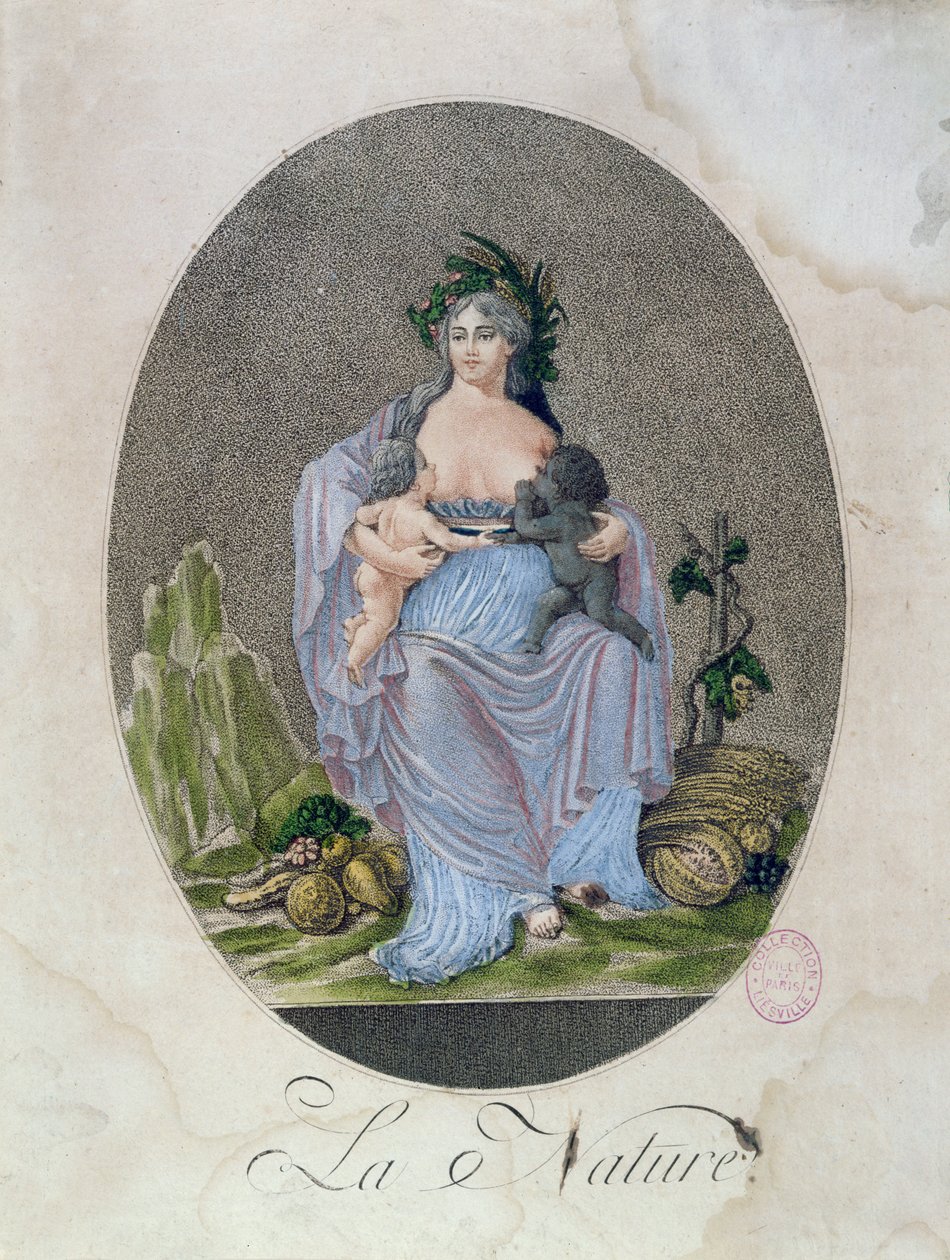 Nature Ammar en svart bebis och en vit bebis, c.1792 av French School