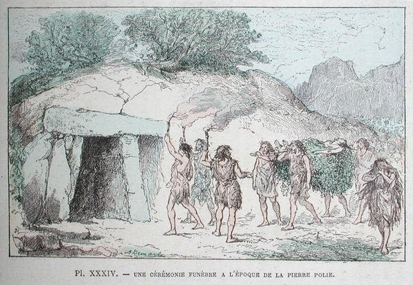 Neolitisk begravningsrit, illustration från 