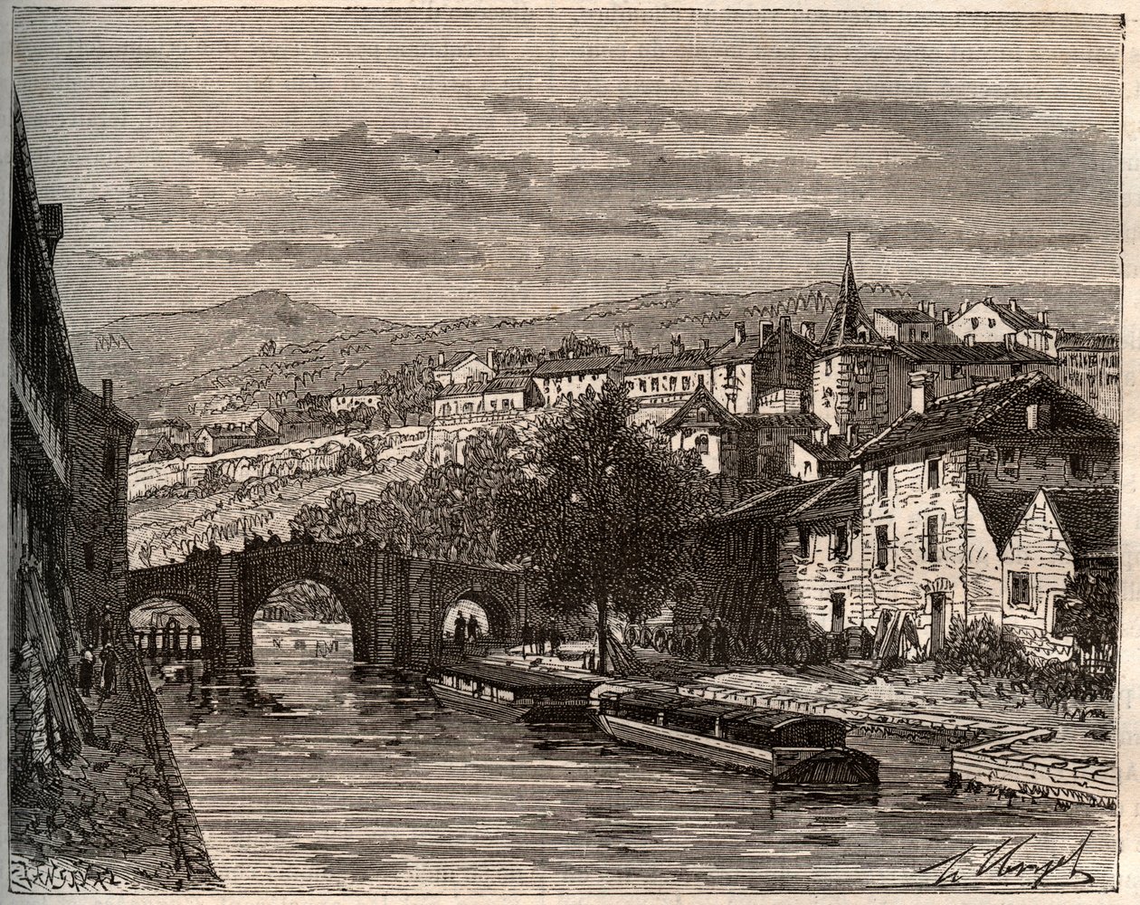 Nerac - Lot-et-Garonne - gravyr i "La France illustrée: geografi, historia, statistisk administration" av V.A. Malt-Brown. 1884 av French School