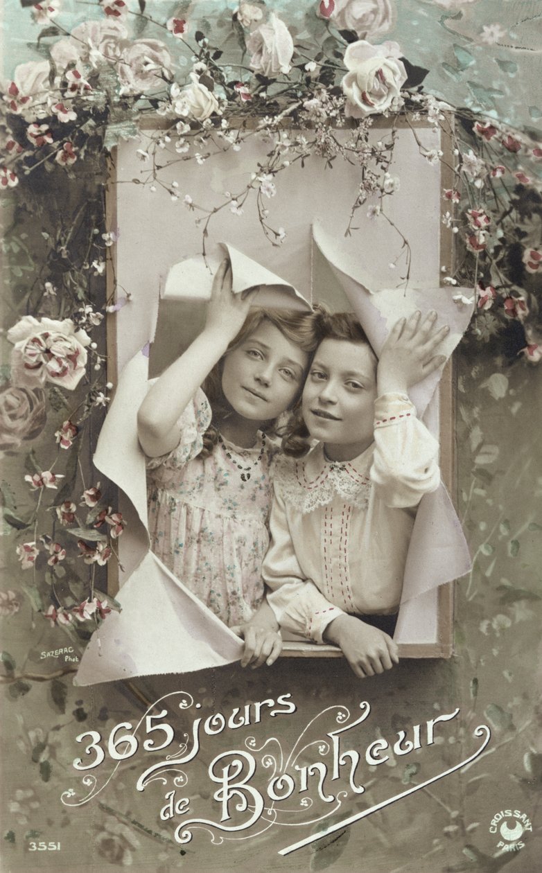 Nyårshälsningkort, tidigt 1900-tal av French School