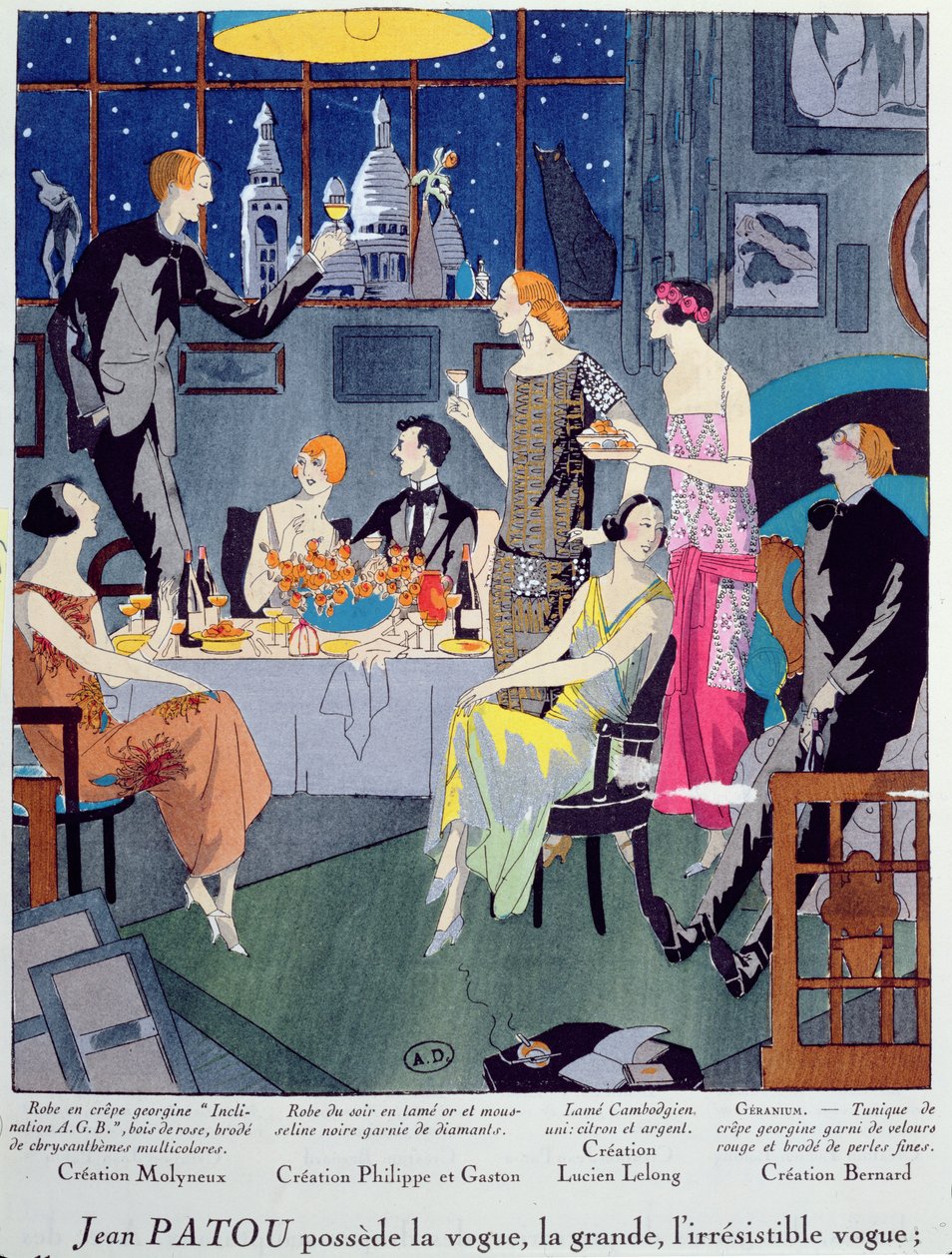 Nyårsafton, modetallrik från Art, Gout, Beaute, publicerad i Paris, december 1923 (pochoirtryck) av French School