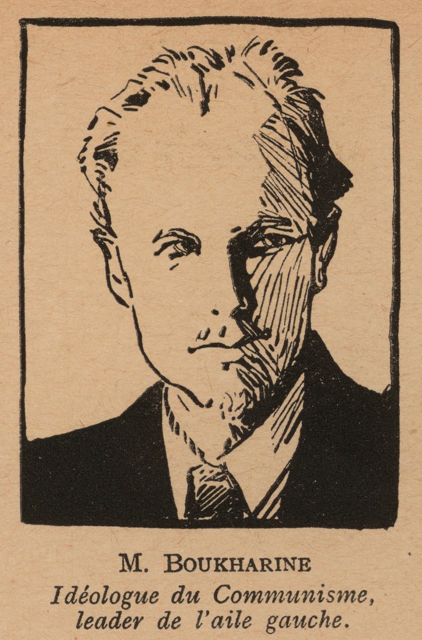 Nikolai Bukharin, rysk bolsjevikisk revolutionär teoretiker och politiker (litografi) av French School