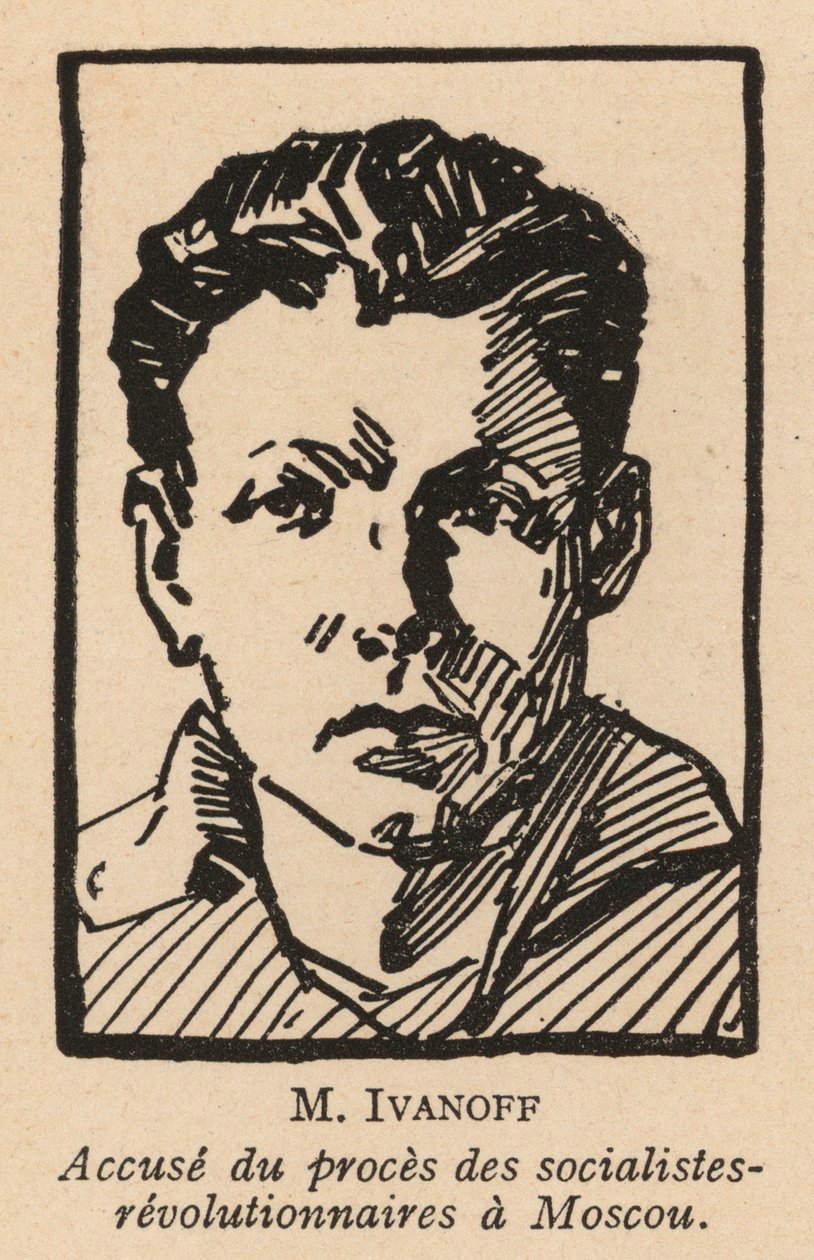 Nikolai Ivanov, rysk socialistrevolutionär politiker som var en av de åtalade i Moskvarättegången mot socialistrevolutionärer 1922, den första sovjetiska skenrättegången (lito) av French School