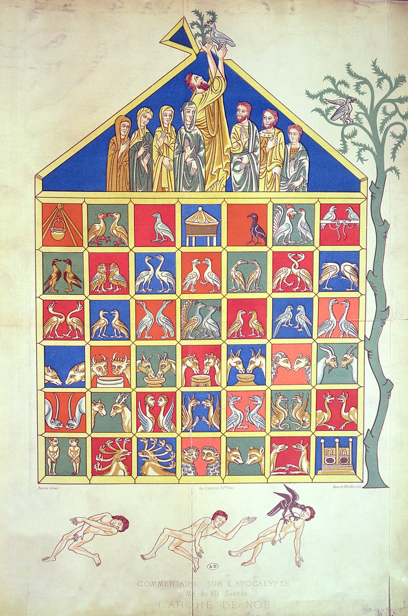Noahs Ark, faksimil av ett original manuskript från 1100-talet, 1800-talet av French School