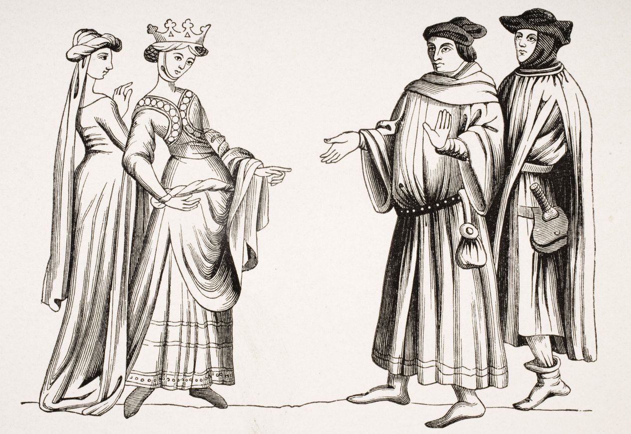 Noble Lady and Maid of Honor och Two Burgesses, efter en miniatyr i 