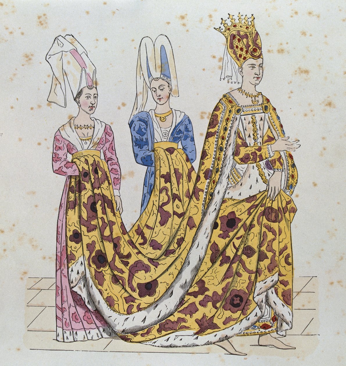 Adelskvinna från Isabella av Bayerns hov och hennes skötare av French School