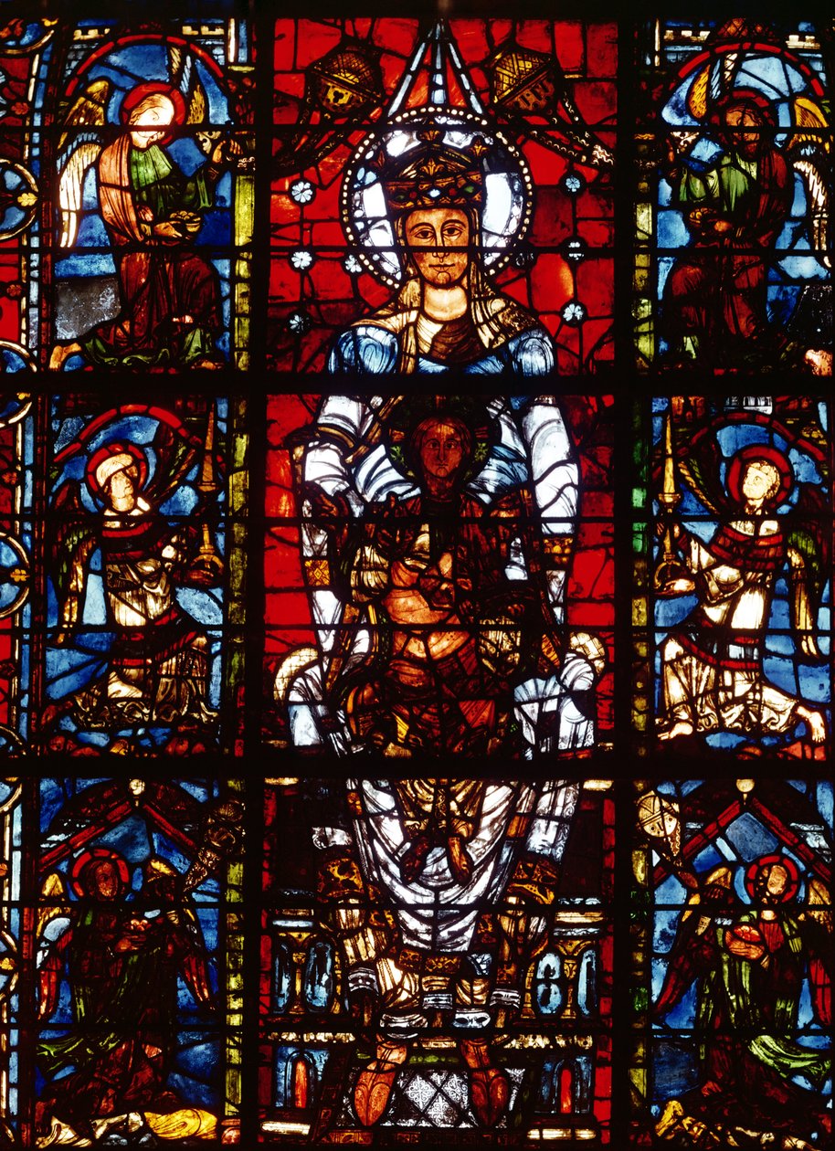 Notre-Dame de la Belle Verriere, från söderkoret (målat glas) (detalj av 98069) av French School