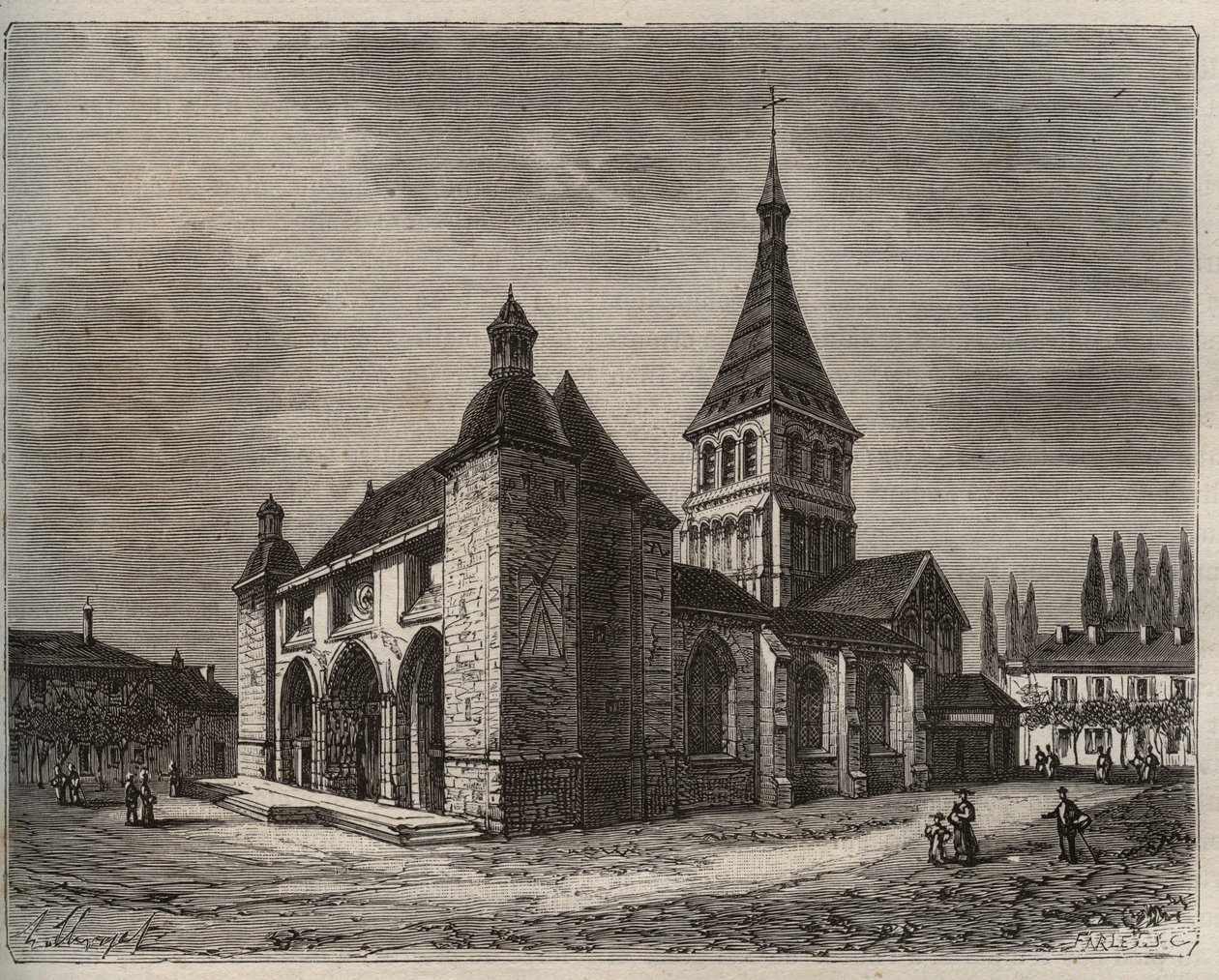 Notre Dame de Wassy - Haute-Marne i regionen Champagne-Ardenne - gravyr i "La France illustrée: geografi, historia, statistisk administration" av V.-A. Maltbrunt. 1884 av French School