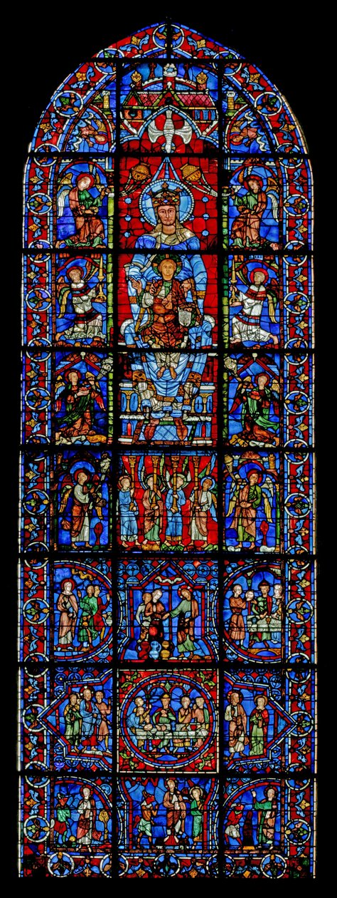 Notre Dame de la Belle Verriere; nedan är scener av Kana-bröllopet och Kristi frestelse i öknen (w30a) av French School