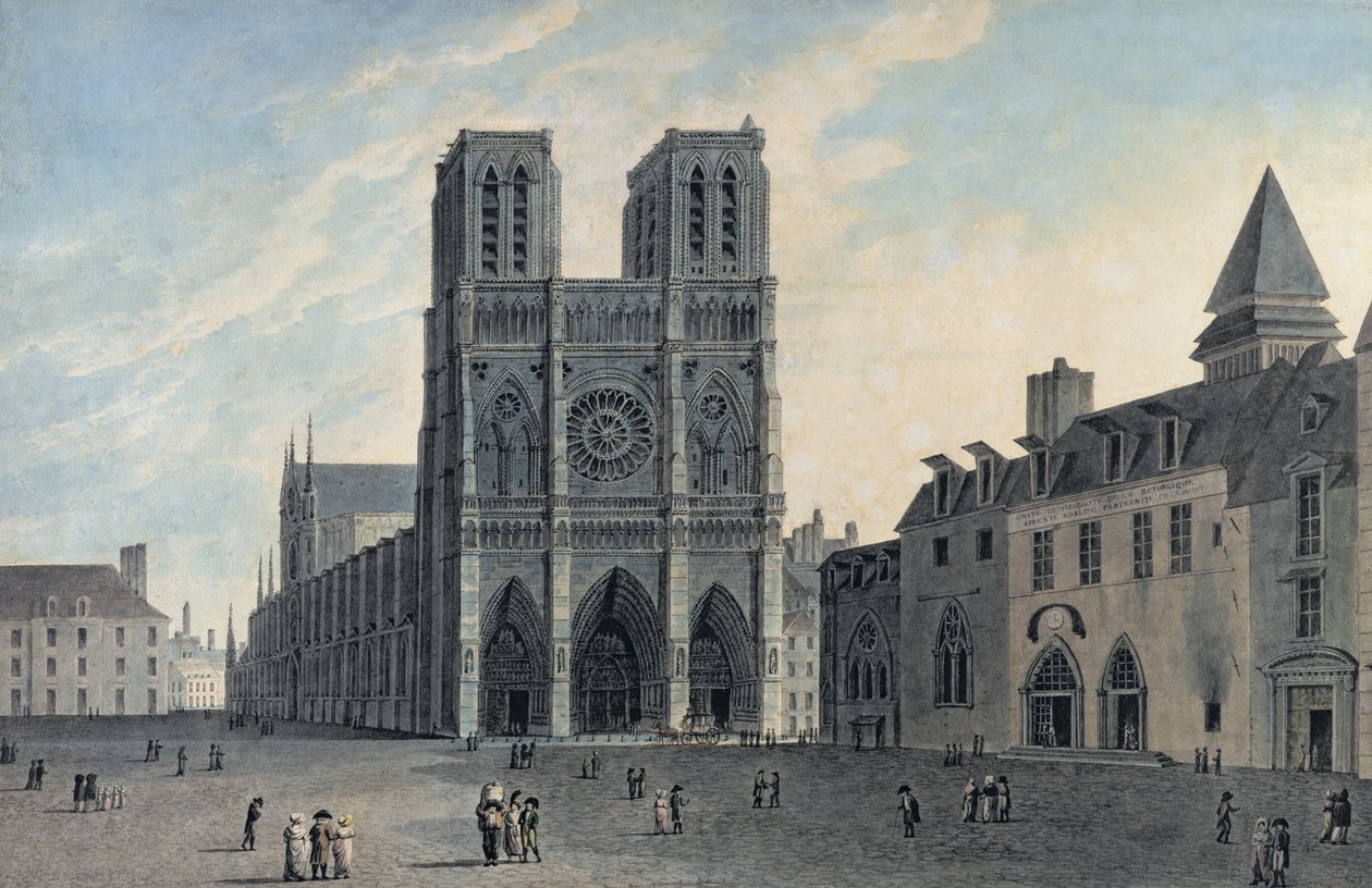 Notre Dame, tidigt 1800-tal (färgstick) av French School