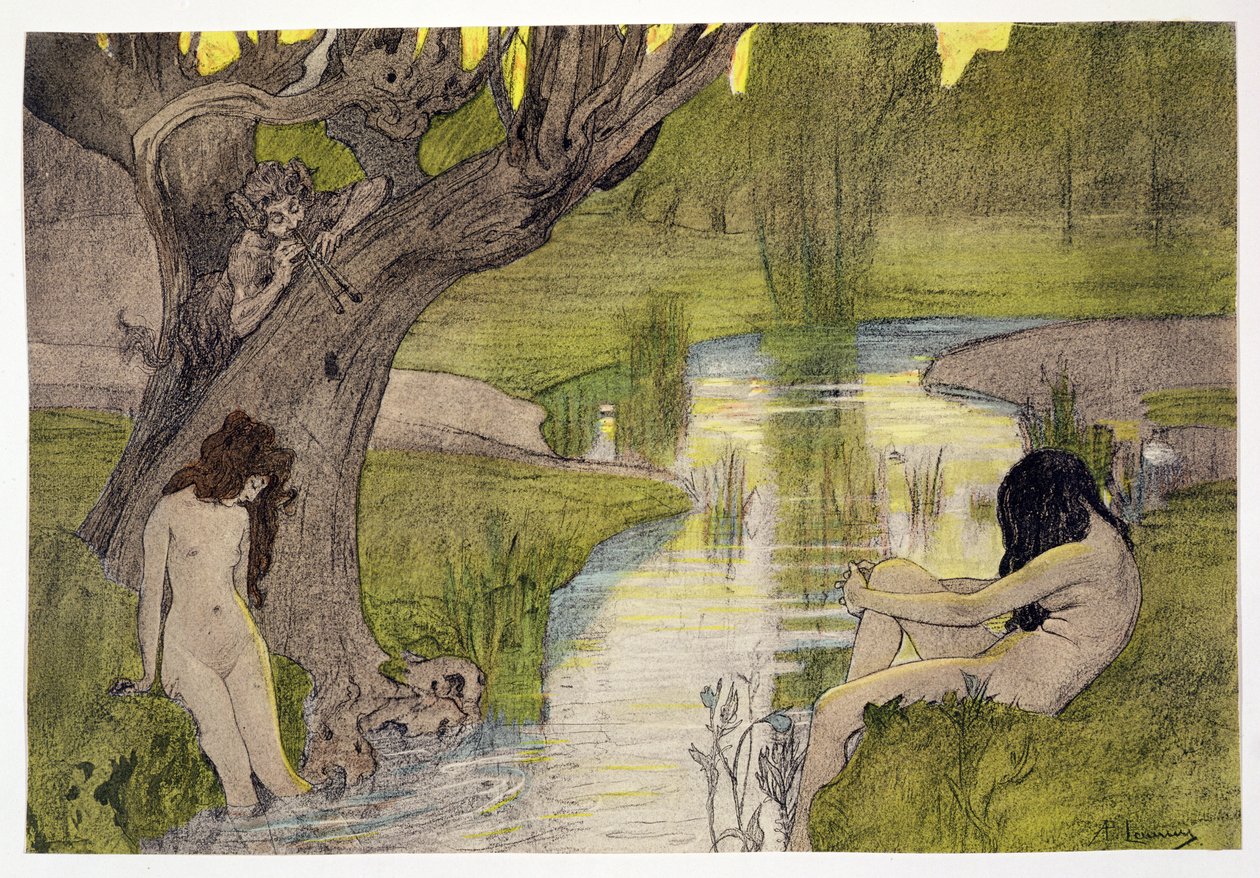 Nymphs Bathing, från LEstampe Moderne, publicerade Paris 1897-99 av French School