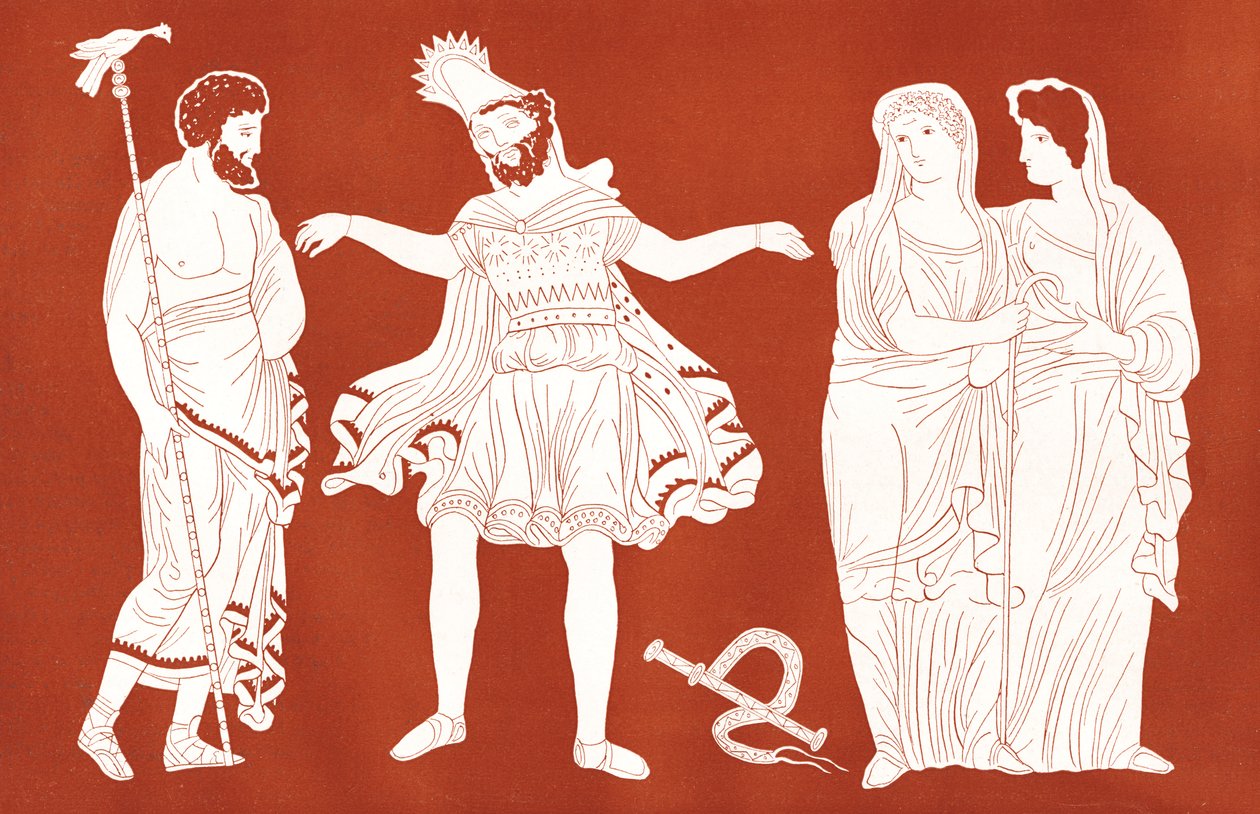 Oidipus med Tiresias, ur "Le Théâtre", december 1899 (tryck) av French School
