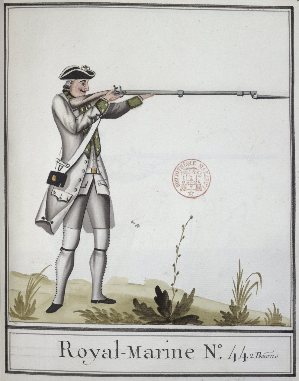 Officer av Marine Royale med en bajonettförsedd musköt, 1768 av French School