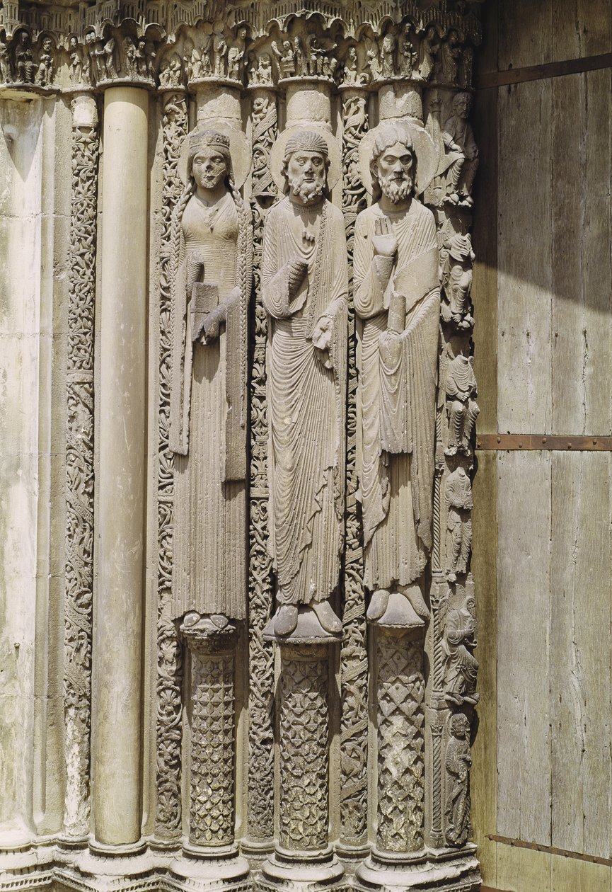 Gamla testamentets figurer, från västfasadens kungliga portal, ca 1145-50 av French School